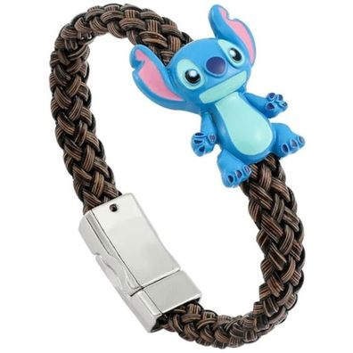 Stitch Blaue Lederarmbänder Disney Lilo & Stitch Armband mit Metall Logo Armbänder