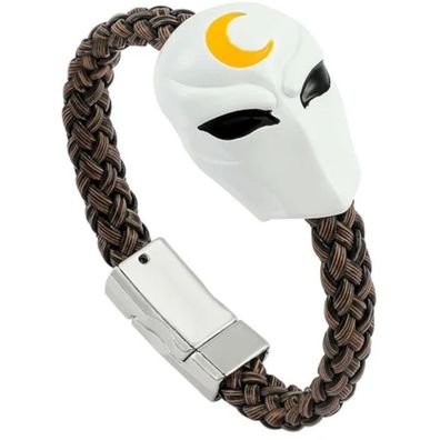 Moon Knight Lederarmbänder Marvel Comics Armband mit Weißem Metall Logo Schmuck