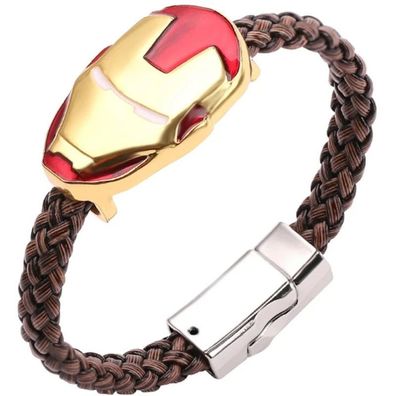 Iron Man Lederarmbänder Marvel Comics Armband mit Metall Logo Armbänder Schmuck