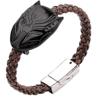 Black Panther Lederarmbänder Marvel Comics Armband mit Metall Logo Armbänder Schmuck