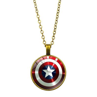 Captain America Halskette in Gold Marvel Comics Avengers Halsketten mit Captain Shild