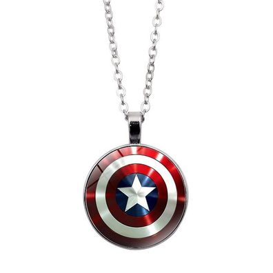 Captain America Halskette in Silber Marvel Avengers Halsketten mit Captain Shild