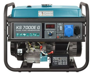 Könner & Söhnen KS 7000E G Hybrid Stromerzeuger 5500 Watt, DUAL FUEL Benzin / ...