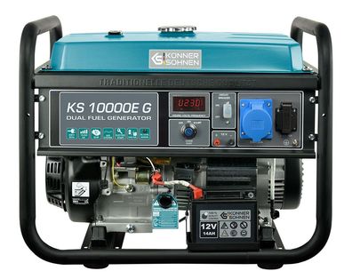 Könner & Söhnen KS 10000E G Hybrid Stromerzeuger 8000 Watt, DUAL FUEL Benzin / ...