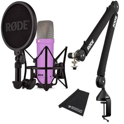 Rode NT1 Signature Purple Mikrofon Lila mit PSA-1 Plus Gelenkarm-Stativ
