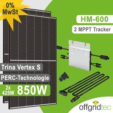 Offgridtec Balkonkraftwerk 850 W HM-600 Trina Solar Vertex S Mini-PV Solaranlage