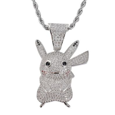 Pikachu Pokemon Halskette in Silber Pokemon Halsketten mit Zirkoniakristallen Schmuck