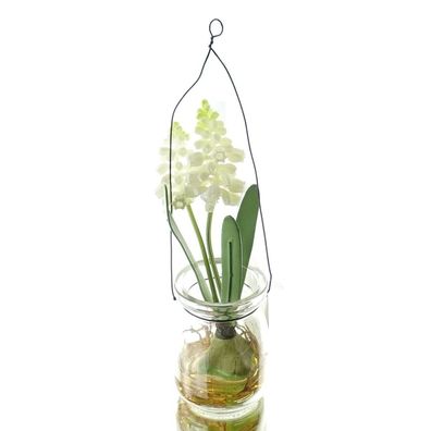 GASPER Traubenhyazinthe - Muscari Weiß im Glas 22 cm - Kunstblumen
