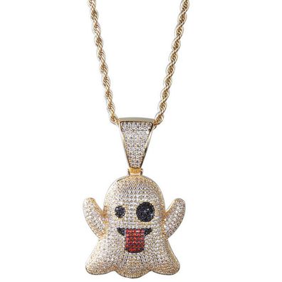 Buu Huu Schmuck Halskette in Gold - Super Mario Halsketten mit Zirkoniakristallen