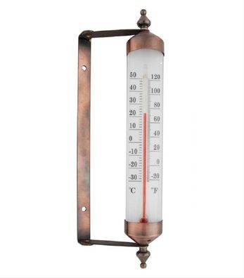 Fenster Thermometer in Retroform, Antikes Außenthermometer aus Kupfer