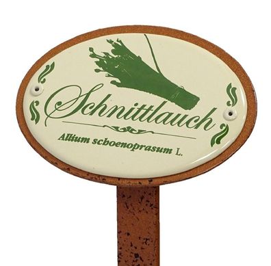 Kräuterschild Kräuterstecker Emaille, Schnittlauch, Garten Stecker 30 cm