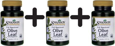 3 x Full Spectrum Olive Leaf, 400mg - 60 caps