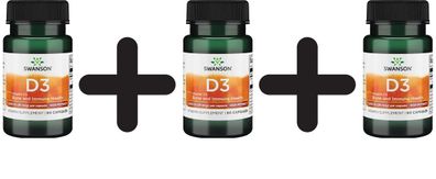3 x High Potency Dry Vitamin D-3, 1000 IU - 60 caps