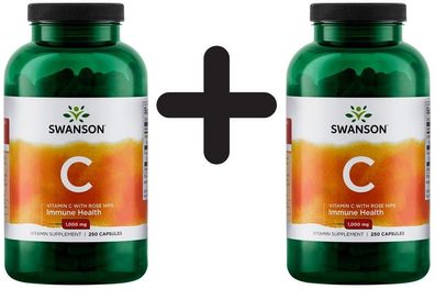 2 x Vitamin C with Rose Hips, 1000mg - 250 caps