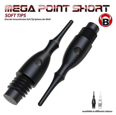 BULL'S Mega Point Tips Short 6mm(2BA), schwarz / Inhalt 1 Stück