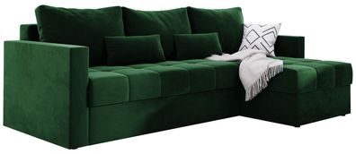 Ecksofa L-Form mit Schlaffunktion Polsterecke Couchgarnitur Sofa - Grün KR19