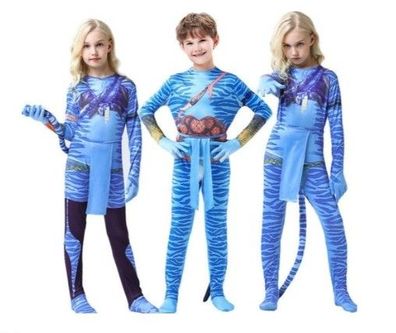 Jungen Mädchen Avatar 2 Neytiri Cosplay Kostüm Kinder Cos Bodysuit Catsuit