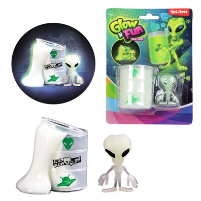 Toi-Toys - GLOW N FUN Ölfass mit Schleim und Alien Slime Außerirdische Kinder