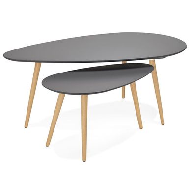 Kokoon® Niedriger Design-Tisch GOSMI 66x116x45 cm, Holz , Dunkelgrau,21,45 kg