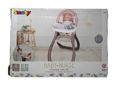 Smoby - Baby Nurse Puppenhochstuhl Puppenstuhl mit Teller &Löffel, Puppenzubehör