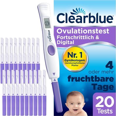 Clearblue Kinderwunsch Ovulationstest Kit 20 Tests + 1 digitale Testhalterung