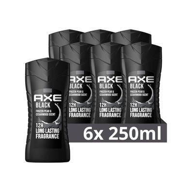 Axe 3-in-1 Duschgel & Shampoo Black für langanhaltende Frische Duft 6 x 250 ml