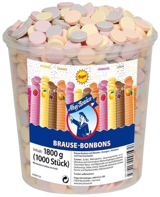 Frigeo Ahoj-Brause Die Klassiker Runde Brause Bonbons 1000 Stück im Eimer 1,8 kg