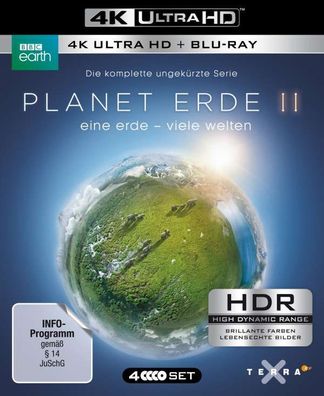 Planet Erde II BBC (UHD) 4k Ultra Eine Erde-Viele Welten, 4Disc, Min:310 - Polyband