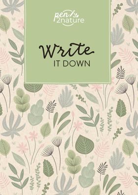 Write It Down . Nachhaltiges Notizbuch in A5 mit Hardcover und Pflanzen-Mot ...