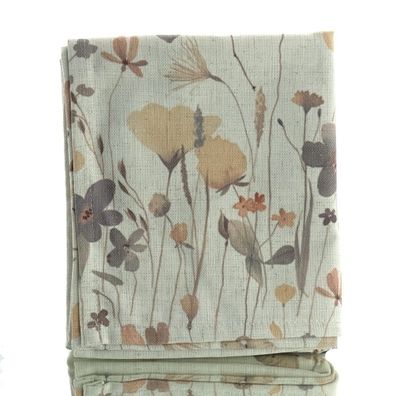 GASPER Tischläufer Flowers Rohweiß Vintage Look 140 cm - Baumwolle & Polyester