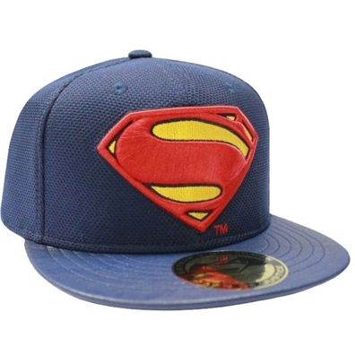 Superman Cap mit Leder Schirm - DC Comics Batman Dawn of Justice Blaue Snapback Cap