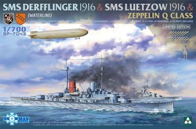 Takom 1:700 TAKSP7043 SMS Derfflinger 1916 & SMS Luetzow 1916  & Zeppelin Q CLASS (LI