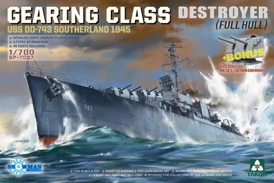 Takom 1:700 TAKSP7057 Gearing CLASS Destroyer USS DD-743 Southerland 1945 (FULL HULL)