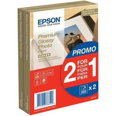 EPSON Fotopapier S042167 10,0 x 15,0 cm glänzend 255 g/ qm 2x 40 Blatt