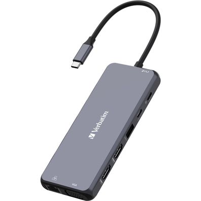 Verbatim USB-C Pro Multiport-Hub CMH-14, 14 Port, Dockingstation Grau