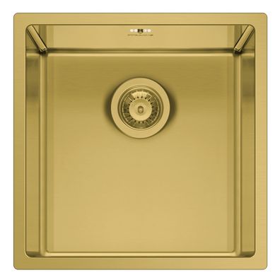 kleines quadratisches Edelstahl Küchen Unterbaubecken 44 x 44 cm 1 Becken gold