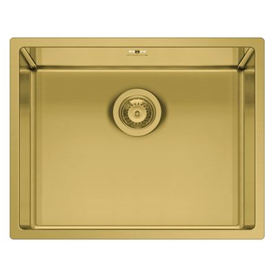 kleines quadratisches Edelstahl Küchen Unterbaubecken 54 x 44 cm 1 Becken gold
