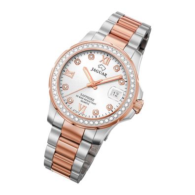 Jaguar Edelstahl Damen Uhr J894/1 Analog Fashion Armbanduhr silber rose UJ894/1