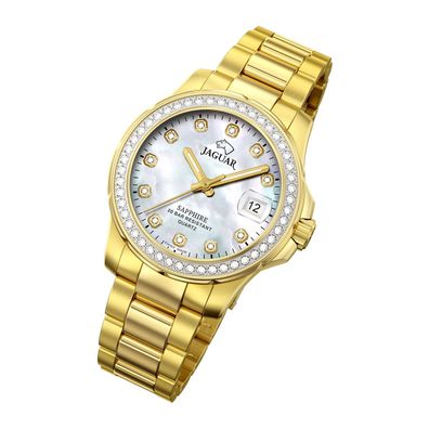 Jaguar Edelstahl Damen Uhr J895/1 Analog Armbanduhr gold Cosmopolitan UJ895/1