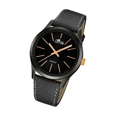 Lotus Leder/ Textil Herren Uhr L18165/2 Armbanduhr schwarz Minimalist UL18165/2