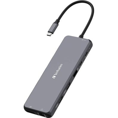 Verbatim USB-C Pro Multiport-Hub CMH-13, 13 Port, Dockingstation Grau