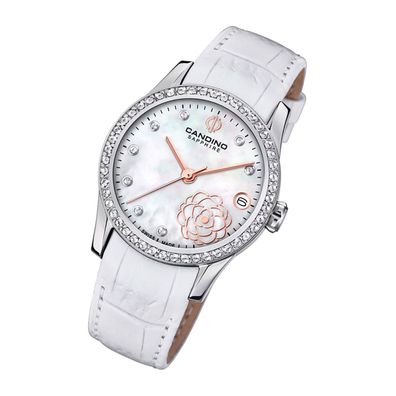 Candino Leder Damen Uhr C4721/1 Analog Fashion Armbanduhr weiß Elegance UC4721/1