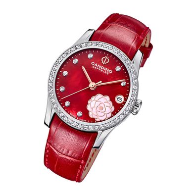 Candino Leder Damen Uhr C4721/2 Analog Fashion Armbanduhr rot Elegance UC4721/2