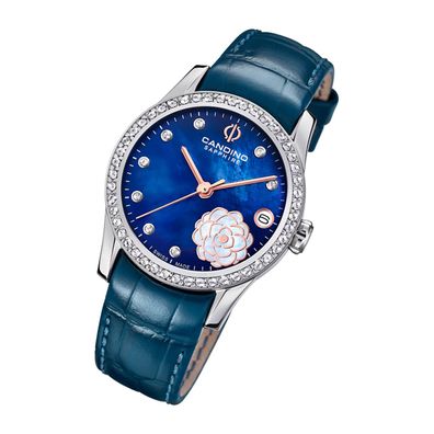 Candino Leder Damen Uhr C4721/3 Analog Armbanduhr marineblau Elegance UC4721/3