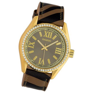 Oozoo Damen Armbanduhr Timepieces Analog Leder bronze schwarz UOC10271
