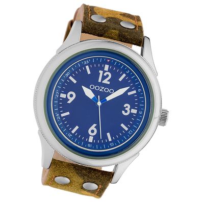 Oozoo Unisex Armbanduhr Timepieces Analog Leder camouflage grün UOC10351