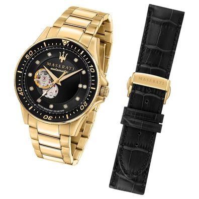 Maserati Edelstahl Armband-Uhr Analog SFIDA Herren schwarz gold UMAR8823140003