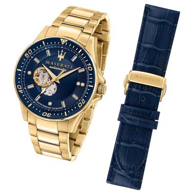 Maserati Edelstahl Armband-Uhr Analog SFIDA Herren blau und gold UMAR8823140004
