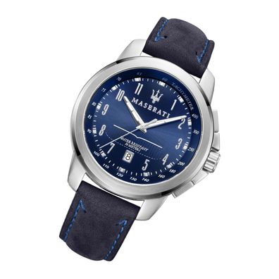 Maserati Leder Armband-Uhr Analog Successo Sport Herren blau UMAR8851121003