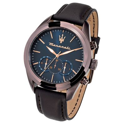 Maserati Leder Armband-Uhr Chronograph Traguardo Herren braun UMAR8871612008
